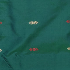 Ilkal Pure Silk Dark Green Saree With Red Border