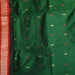 Ilkal Pure Silk Dark Green Saree With Red Border