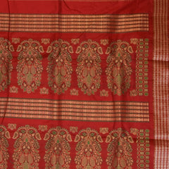 Ilkal Pure Silk Dark Green Saree With Red Border