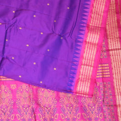 Ilkal Pure Silk Violet Saree With Pink Border