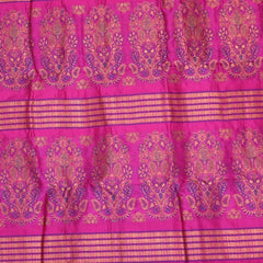 Ilkal Pure Silk Violet Saree With Pink Border