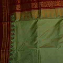 Ilkal Pure Silk Pista Green With Red Border