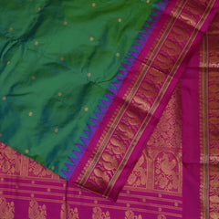 Ilkal Pure Silk Green Saree With Pink Border