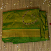 Ilkal Gadwal Silk Paithani Pallu Rama Green Saree Jai Boarder with Blouse