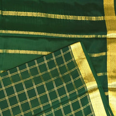Mysore Crepe Silk Forest Green Saree
