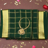 Mysore Crepe Silk Forest Green Saree