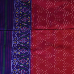 Pochampally Ikkat Dark Pink Saree with Purple Border and Blouse