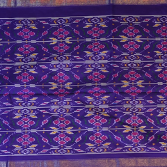 Pochampally Ikkat Dark Pink Saree with Purple Border and Blouse