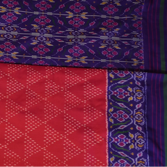 Pochampally Ikkat Dark Pink Saree with Purple Border and Blouse