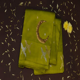 Benarasi pure kathan silk lime green saree with jari work