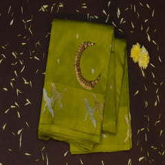 Benarasi pure kathan silk lime green saree with jari work