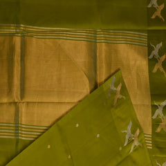 Benarasi pure kathan silk lime green saree with jari work