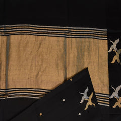 Benarasi pure kathan silk black saree with jari work