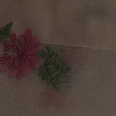 White Kota Saree with Vibrant Magenta Floral Work