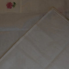 White Kota Saree with Vibrant Magenta Floral Work