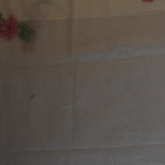 White Kota Saree with Vibrant Magenta Floral Work