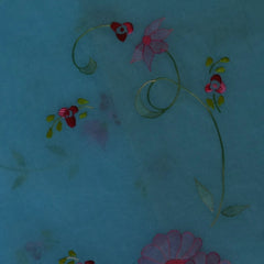 Azure Organdy Saree with a Touch of Royal Serenity