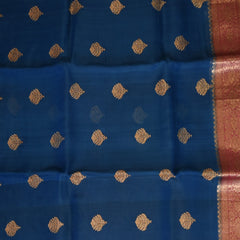 Benarasi cora silk shot blue saree with red jari work boarder