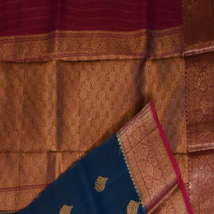 Benarasi cora silk shot blue saree with red jari work boarder