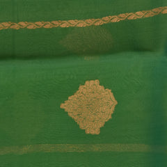 Benarasi cora silk light green saree with jari stripes