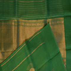 Benarasi cora silk light green saree with jari stripes