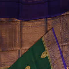 Benarasi cora silk bottle green saree with purple boarder jari work
