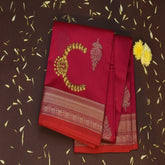 Benarasi rang kart cora cotton rani pink saree with jari work