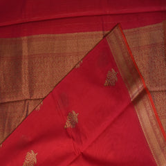 Benarasi rang kart cora cotton rani pink saree with jari work