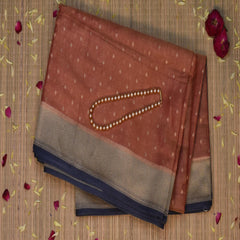 Benarasi cora tissue brick red saree with jari boarder