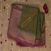Benarasi cora tissue silk green saree with mauve jari boarder