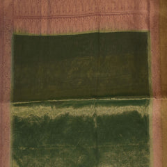 Benarasi cora tissue silk green saree with mauve jari boarder