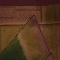Benarasi cora tissue silk green saree with mauve jari boarder