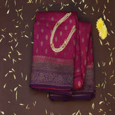 Benarasi monga silk rani pink saree with jari work boarder