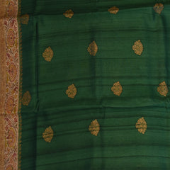 Benarasi georgette green saree with thread & jari work boarder