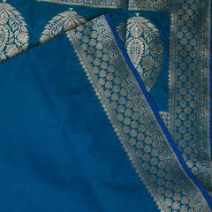 Banarasi Art Silk Aqua Blue Silver Jari Boarder with Blouse