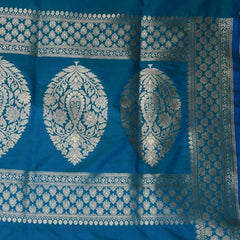 Banarasi Art Silk Aqua Blue Silver Jari Boarder with Blouse