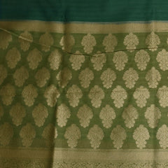 Olive Green Benares Chanderi Saree with Blue Zari Border