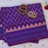 Pochampally Ikkat Violet Saree with Temple Border and Blouse