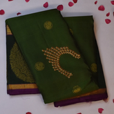 Kanchipuram Silk Olive Green Saree with Blouse