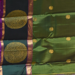 Kanchipuram Silk Olive Green Saree with Blouse
