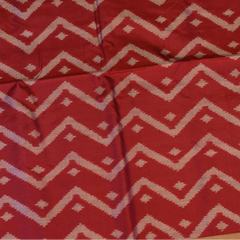 Pochampally Ikkat Cranberry Red Saree with Black Border and Blouse