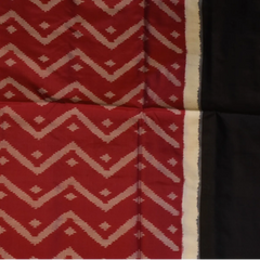Pochampally Ikkat Cranberry Red Saree with Black Border and Blouse