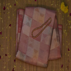 Benarasi cora silk baby pink mix saree with silver jari works