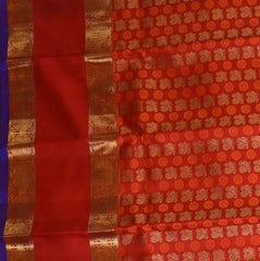 Kanchivaram Red Saree With Jari Boarder with Blouse