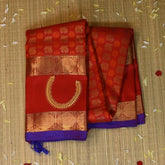 Kanchivaram Red Saree With Jari Boarder with Blouse