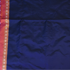 Pochampally Ikkat Navy Blue Saree with Multi-Layered Paisley Design Border and Blouse
