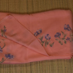 Light Orange Pure Chiffon Saree with Sheer Elegance