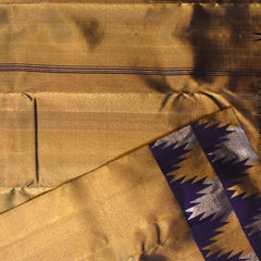 Kanchivaram Golden Saree With Gold & Silver Jari Boarder with Blouse