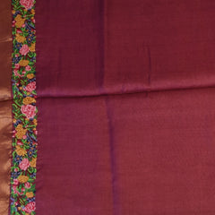 Tussar Silk Mulberry Wine Saree with Blouse