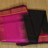 Half Pink & Half Black Pure Gadwal Silk Saree – A Dual-Toned Wonder